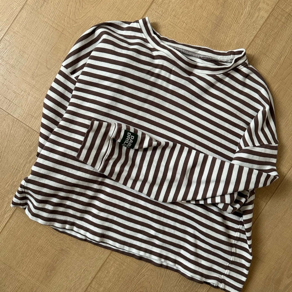 Daily Brills Brown Striped Top